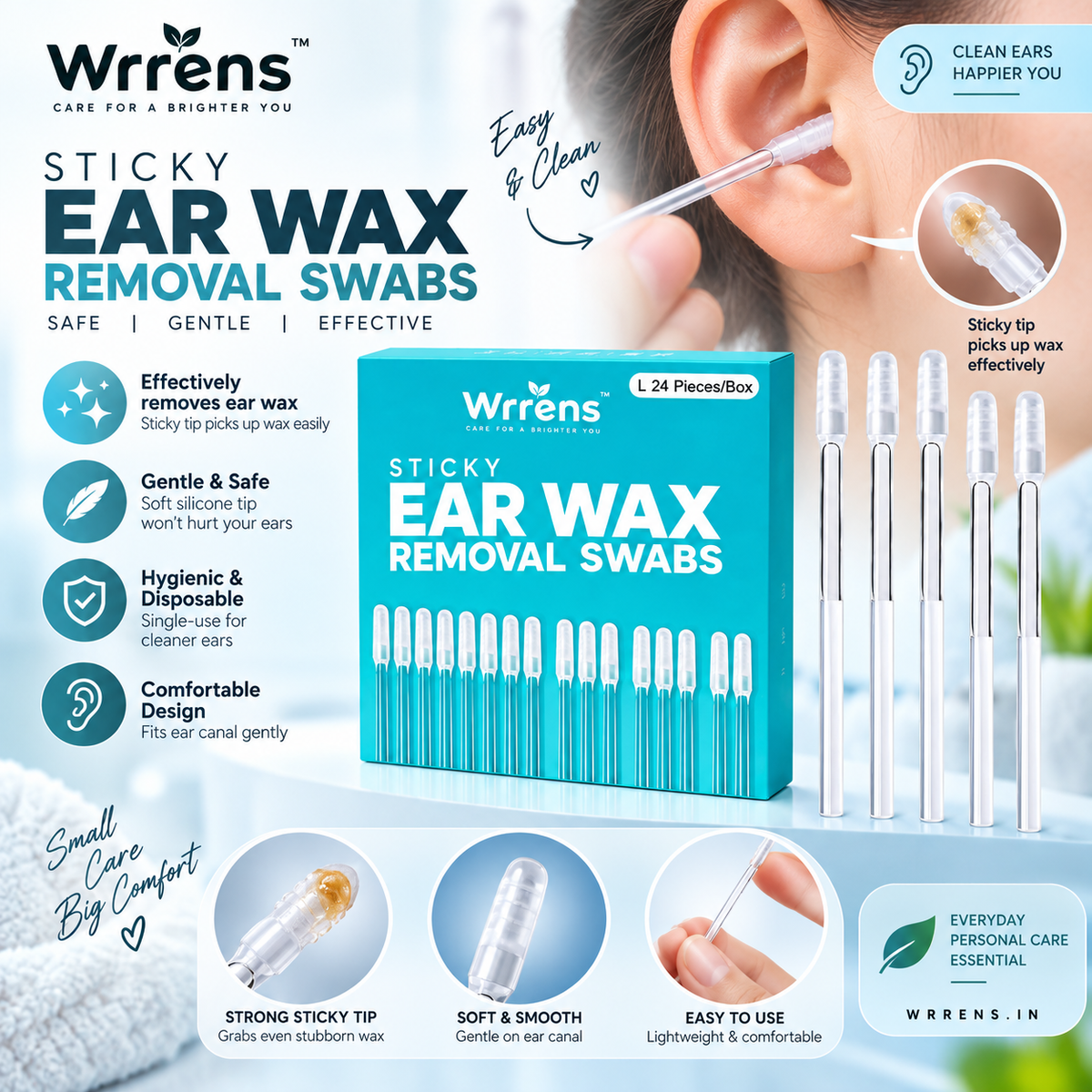 Sticky Ear Wax Removal Swabs